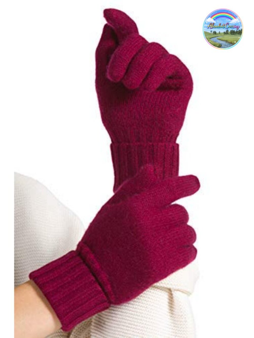 100% Pure Cashmere Knit Ultra Plush Women's Gloves - Ribbed Cuff